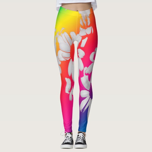Rainbow daisies leggings (Front)