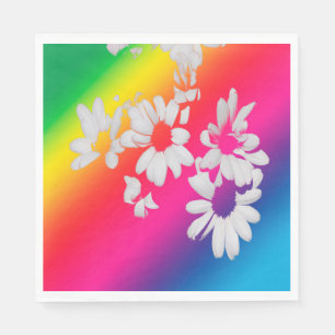 Rainbow daisies napkin