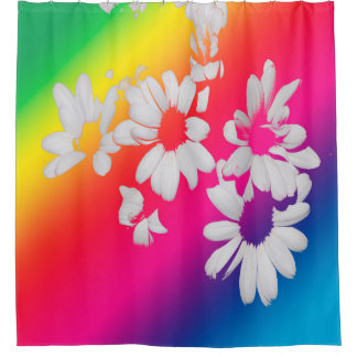 Rainbow daisies shower curtain