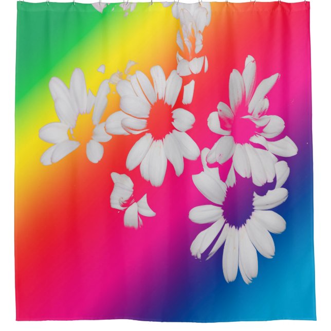 Rainbow daisies shower curtain (Front)