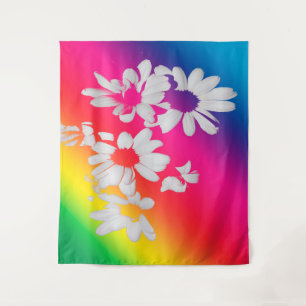 Rainbow daisies tapestry