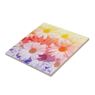 Rainbow Daisies Tile