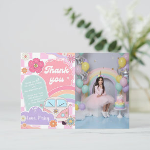 Rainbow Daisy Car Thank You Card