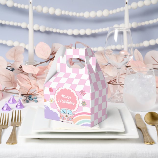 Rainbow Daisy Floral Car Birthday Favour Box (Wedding)