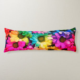 Rainbow Daisy Print Body Pillow