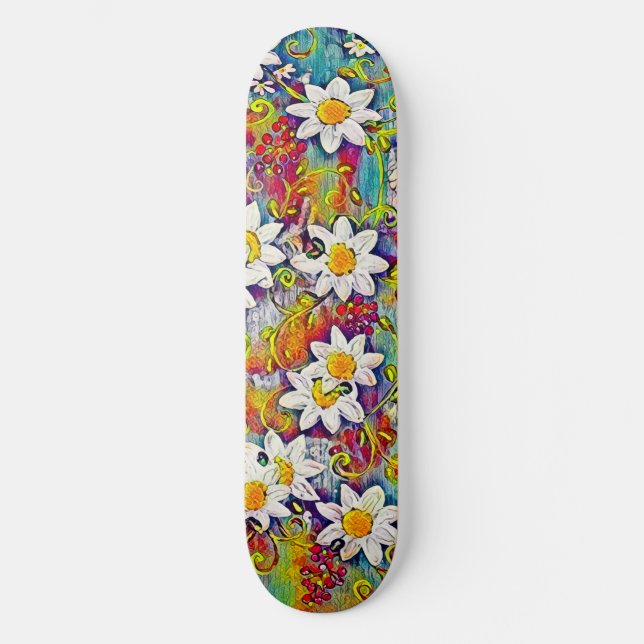 Rainbow Daisy Skateboard (Front)