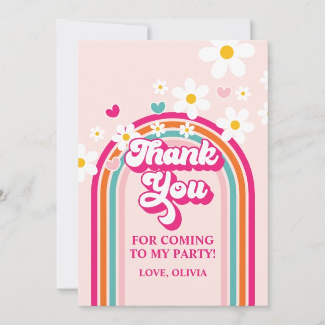 Rainbow Daisy Thank You Invitation (Front)