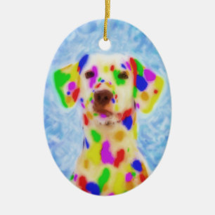 Rainbow Dalmatian Ceramic Tree Decoration