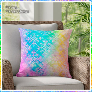 [Rainbow Damask] Elegant Colorful Pastels Cushion