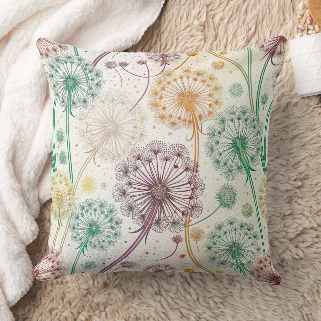 Rainbow Dandelion Breeze – Whimsical Floral Cushion (Blanket)