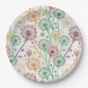 Rainbow Dandelion Breeze – Whimsical Floral Paper Plate