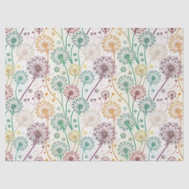 Rainbow Dandelion Breeze – Whimsical Floral Tissue Paper (Front)