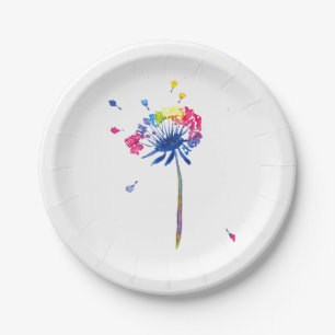 Rainbow Dandelion Paper Plate