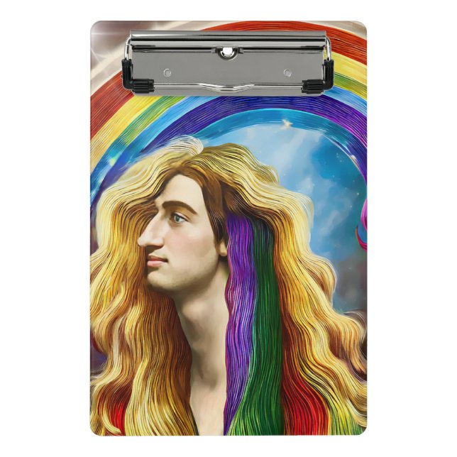 Rainbow Deity Man Of All love Fantasy Art  Mini Clipboard (Front)