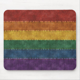 Rainbow Denim Flag Mouse Pad