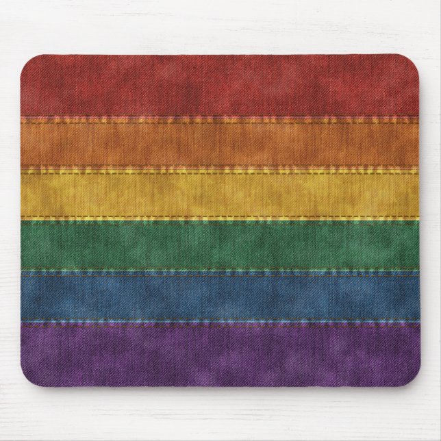 Rainbow Denim Flag Mouse Pad (Front)