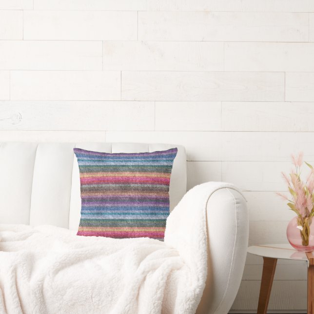 Rainbow Denim Pattern Cushion (Couch)
