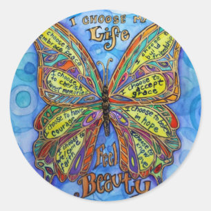 Rainbow Diabetes Butterfly Support Label Stickers