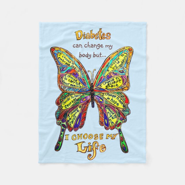 Rainbow Diabetes My Life Butterfly Blanket (Front)