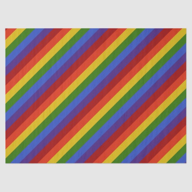 Rainbow Diagonal Classic Stripes Retro Tissue Paper (Front)