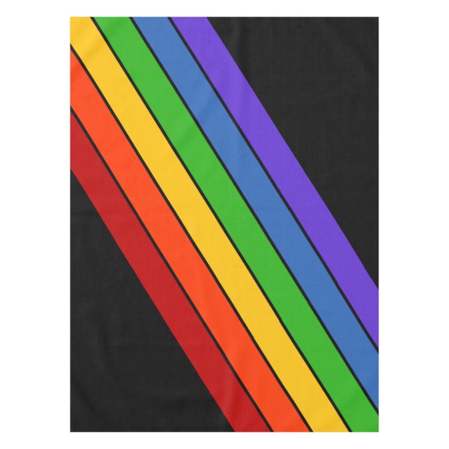 Rainbow Diagonal Stripe Tablecloth (Front)