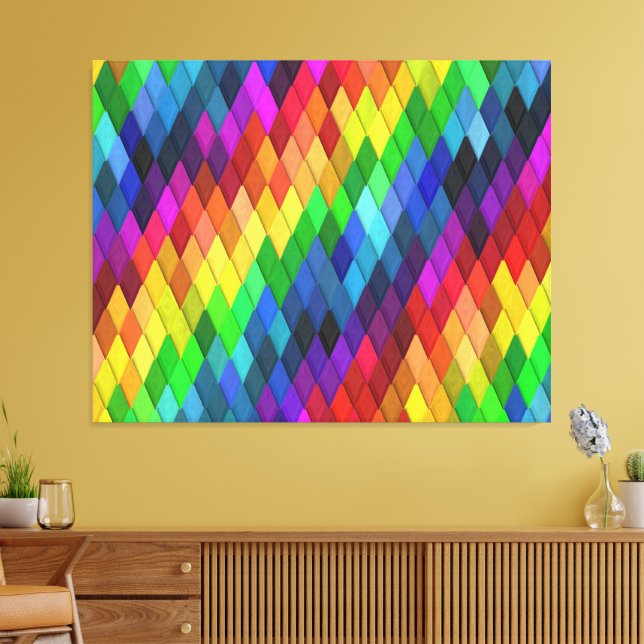 Rainbow Diamond Geometric Pattern Canvas Print (Insitu(LivingRoom))