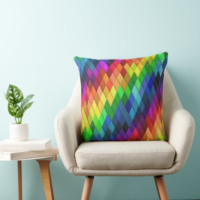 Rainbow Diamond Geometric Pattern Cushion (Chair)