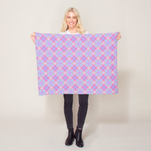 Rainbow Diamond Plaid Modern Country Fleece Blanket