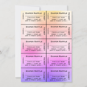 Rainbow Diaper Raffle Tickets Invitation