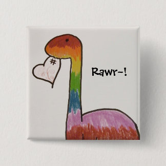 Rainbow dinosaur 15 cm square badge