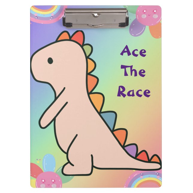 Rainbow Dinosaur themed Clipboard (Front)