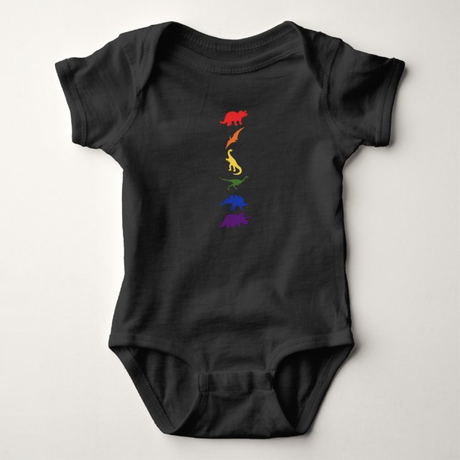 Rainbow Dinosaurs Baby Bodysuit (Front)