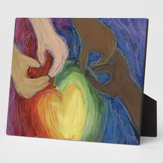 Rainbow Diversity Hearts DEI Art Print Plaques (Side)