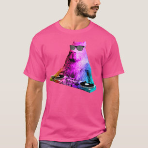 Rainbow Dj Capybara Funny House Music T-Shirt