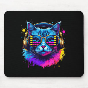 Rainbow Dj Cat Music Lover For Cat Lover Cat Mum C Mouse Pad