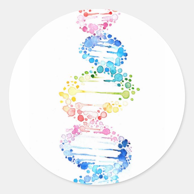 Rainbow DNA Classic Round Sticker (Front)