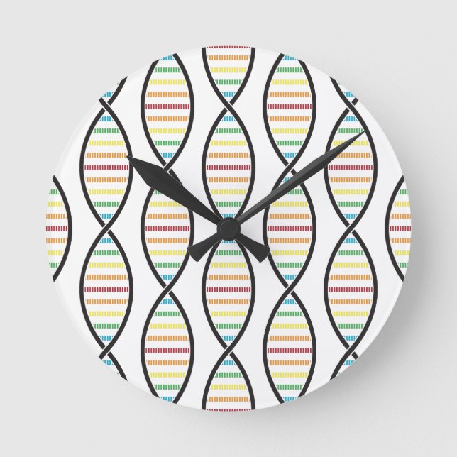 Rainbow DNA Strands Round Clock (Front)