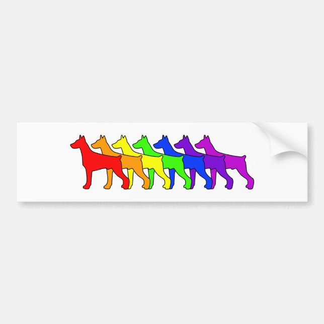 Rainbow Doberman Bumper Sticker (Front)