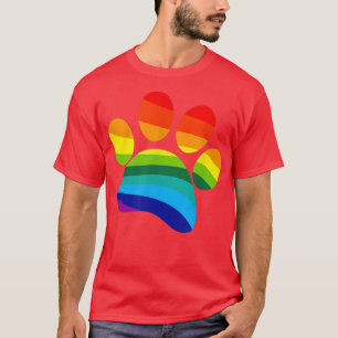 Rainbow Dog Paw Print I Love Dogs T-Shirt