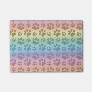 Rainbow dog paw print pattern post-it notes