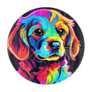 Rainbow Dog Portrait Art Cutting Board