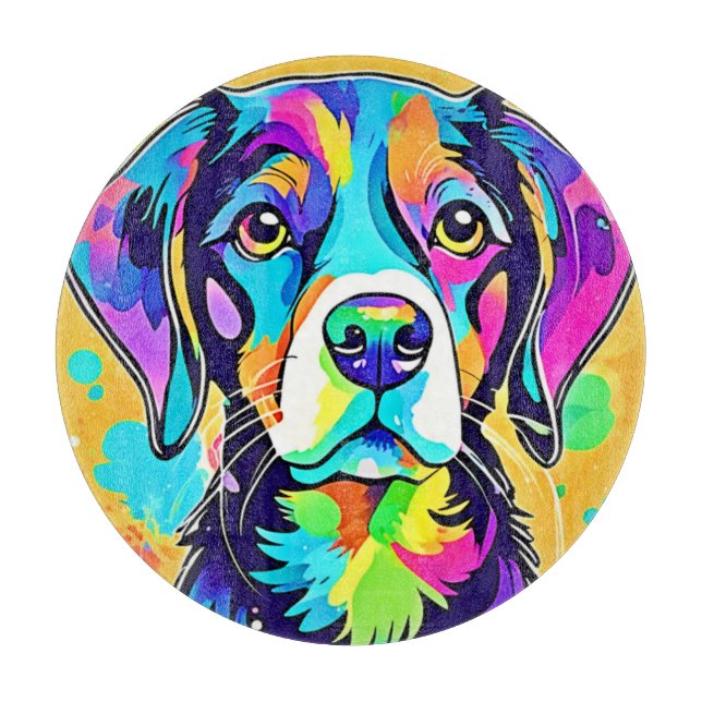 Rainbow Dog Portrait Design  Cutting Board (Front)