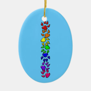 rainbow dog print ceramic tree decoration