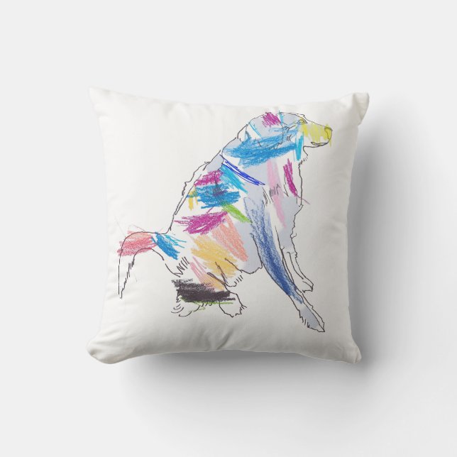 Rainbow Dog Throw Pillow (Front)
