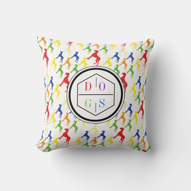 Rainbow dogs cushion (Front)