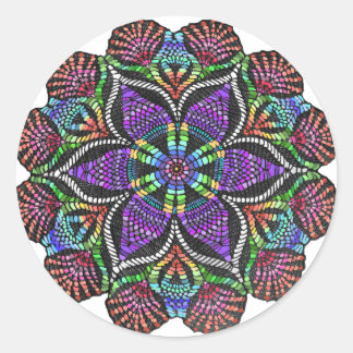 Rainbow Doily Mosaic Classic Round Sticker