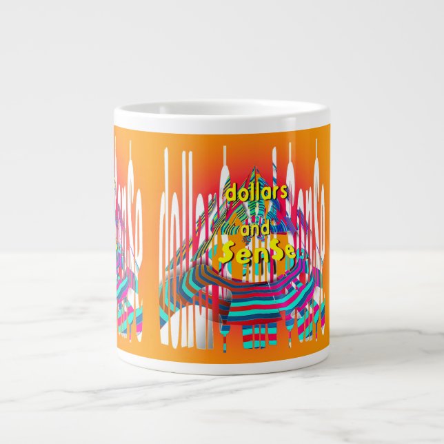 Rainbow Dollar$ And $en$e  Large Coffee Mug (Front)