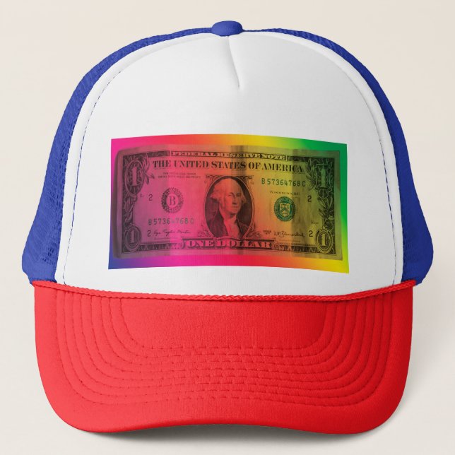 Rainbow dollar trucker hat (Front)