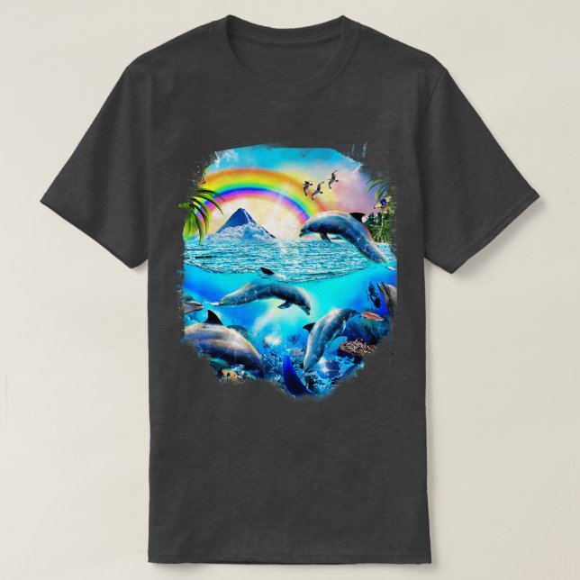 Rainbow Dolphins 2 T-Shirt (Design Front)