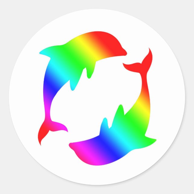 Rainbow Dolphins Classic Round Sticker (Front)